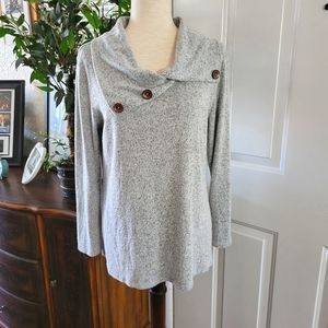 Misia Split Cowl Neck Gray Sweater